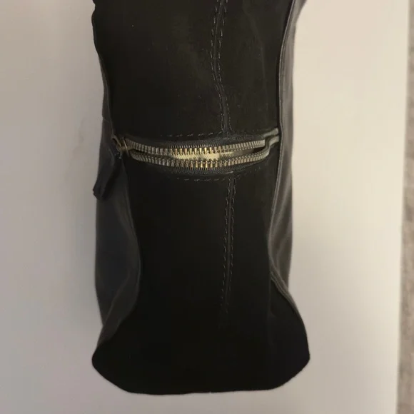 American Company Elegant Black Large Leather Suede Hobo Bag - Picture 10 of 11